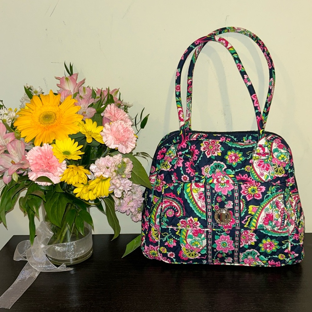 Turn lock satchel petal paisley